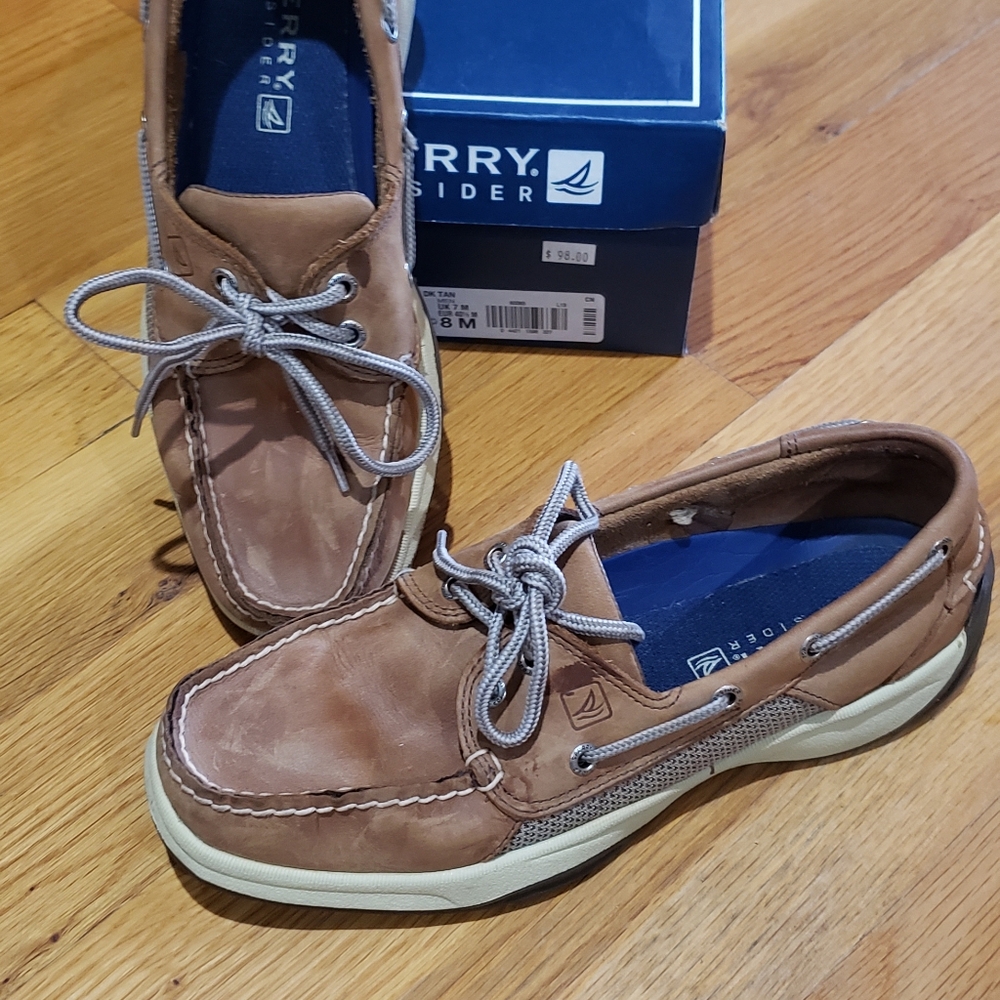 Sperry Top-Sider leather Intrepid dark tan Men's size 8M